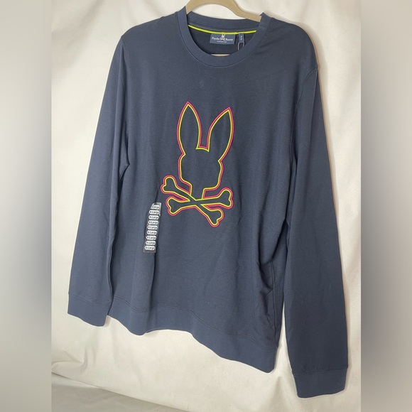 Psycho Bunny Crewneck Sweatshirt Mens XL Navy Blue $148 New with tag